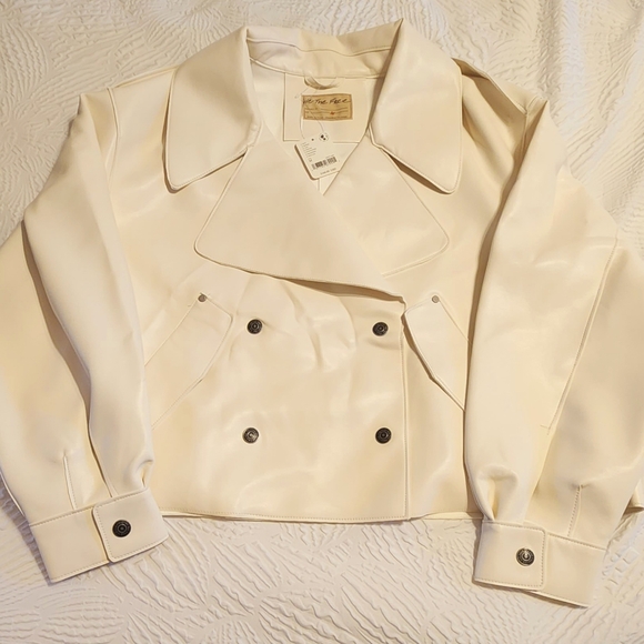 NWT Free People Alexis Vegan Leather Jacket white medium - Picture 11 of 14